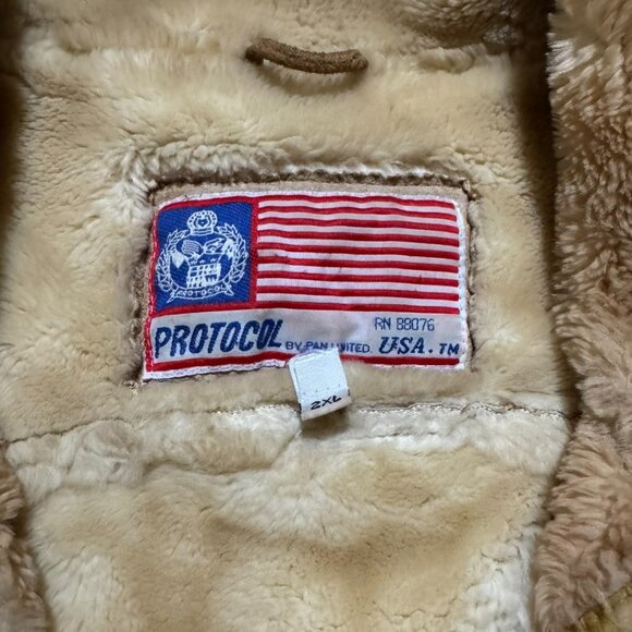 Vintage Protocol USA Faux Shearling Suede Jacket (XXL) - Picture 2 of 4